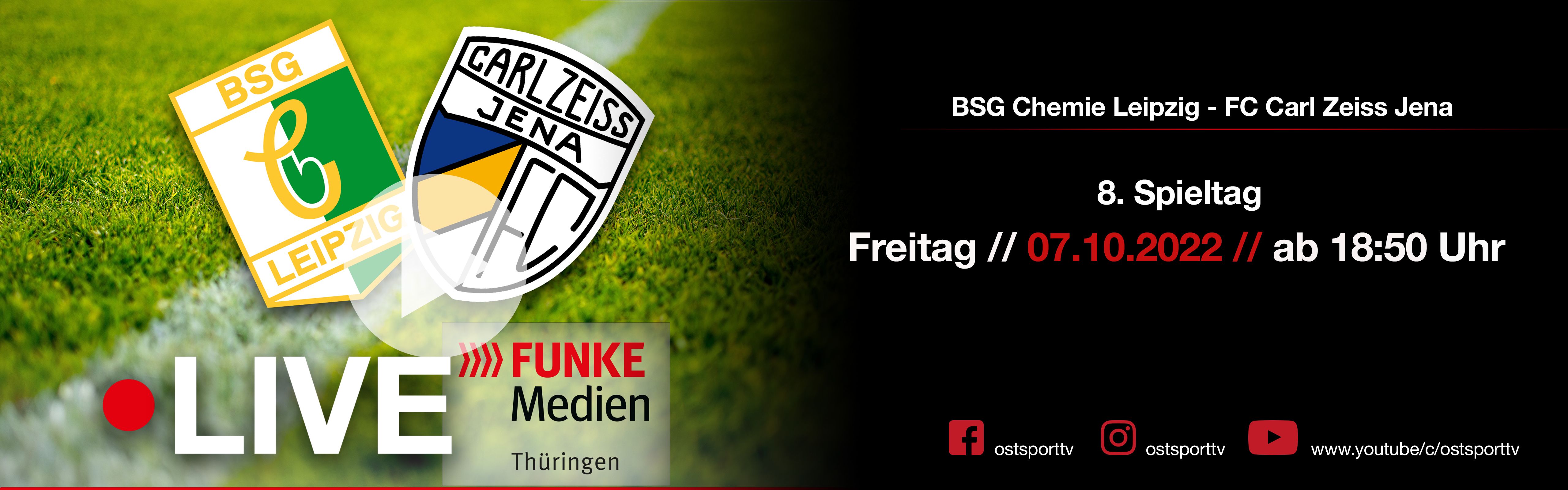 LIVE bei Funke Medien | BSG Chemie Leipzig - FC Carl Zeiss Jena | 8. Spieltag (Regionalliga Nordost)